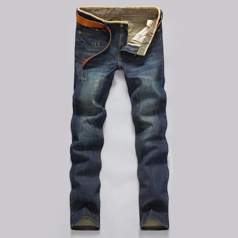 Men Autumn Winter Jeans Casual Pants Pockets Thick Warm Modern Straight Full length Clothes Brand Slim Solid Popular Tops hot-Dollar Bargains Online Shopping Australia