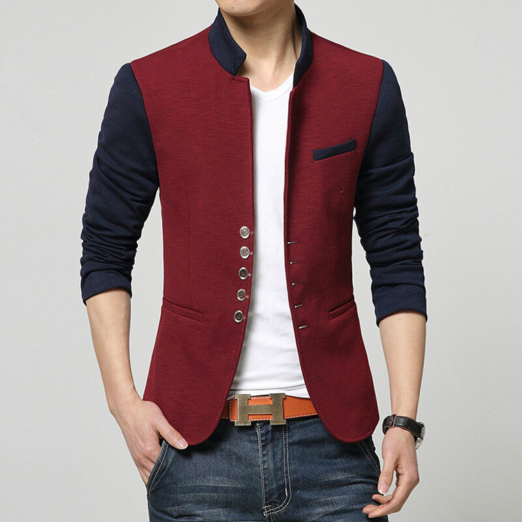 Blazer Men Collar Suit Mens Summer Blazer Casual Jacket Men Fashion Patchwork Brand Clothing Veste Homme Q50-Dollar Bargains Online Shopping Australia