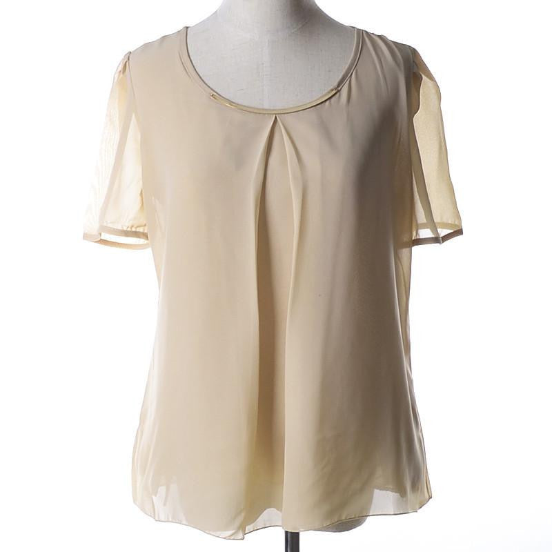 Shirt Female Fashion Plus Size Women Clothing Solid Chiffon Shirt Short-Sleeved Blouse Blouses