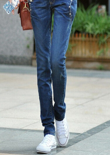 famous brand women jeans fashion breasted female jeans Slim pencil jeans pants for woman 40P057