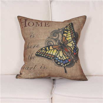 Online discount shop Australia - American country Linen Butterfly Cushion Cover Sofa Decorative Linen Vintage Throw Pillows Case Waist Pillow