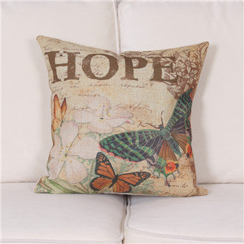 Online discount shop Australia - American country Linen Butterfly Cushion Cover Sofa Decorative Linen Vintage Throw Pillows Case Waist Pillow
