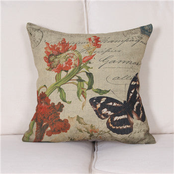 Online discount shop Australia - American country Linen Butterfly Cushion Cover Sofa Decorative Linen Vintage Throw Pillows Case Waist Pillow