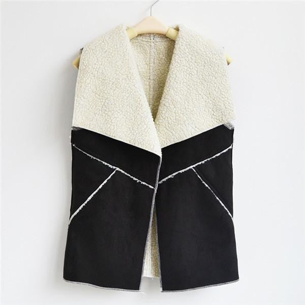 Online discount shop Australia - Fashion  Women Suede Leather Faux Fur Vest Jacket Lady Sleeveless Slim Fake Fleece Outerwear Coat