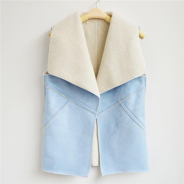 Online discount shop Australia - Fashion  Women Suede Leather Faux Fur Vest Jacket Lady Sleeveless Slim Fake Fleece Outerwear Coat