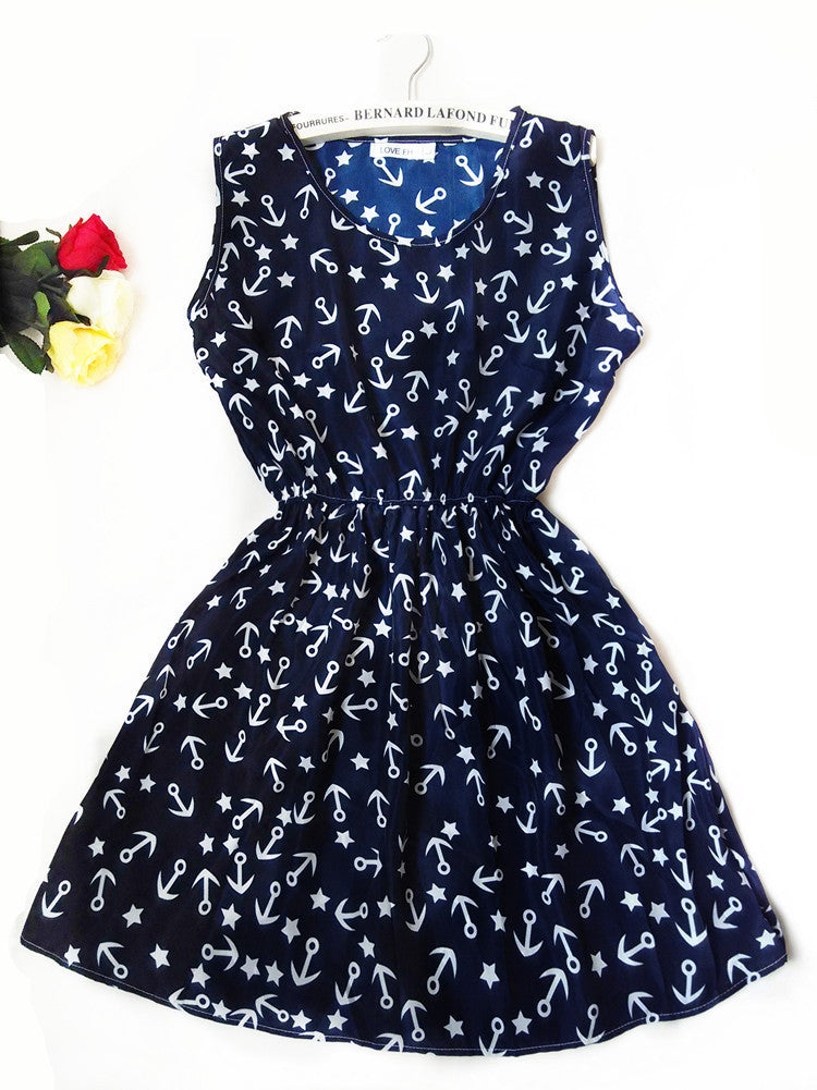 Online discount shop Australia - Florals Print Women New Sleeveless Round Neck Dress Summer