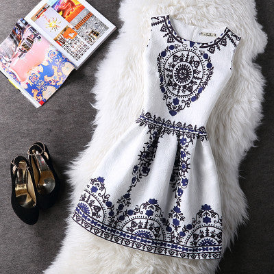 Online discount shop Australia - Fashion Women Summer Autumn Casual Vintage Vest Party Dress Floral Printed Princess Sleeveless Slim Dresses Clothing Vestidos