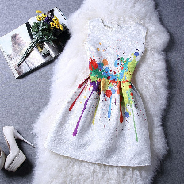 Online discount shop Australia - Fashion Women Summer Autumn Casual Vintage Vest Party Dress Floral Printed Princess Sleeveless Slim Dresses Clothing Vestidos