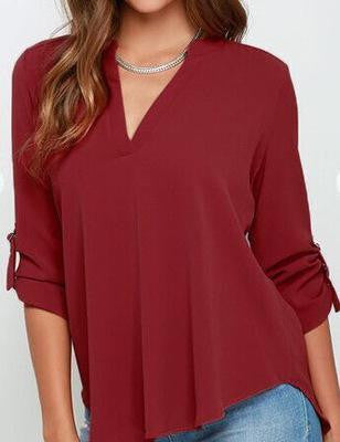 V-neck Slim chiffon Women's Blouses shirts plus size clothing body