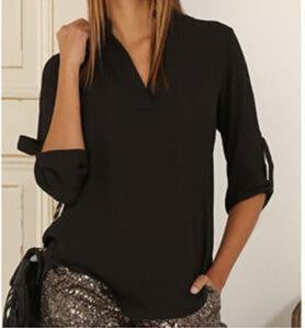 V-neck Slim chiffon Women's Blouses shirts plus size clothing body