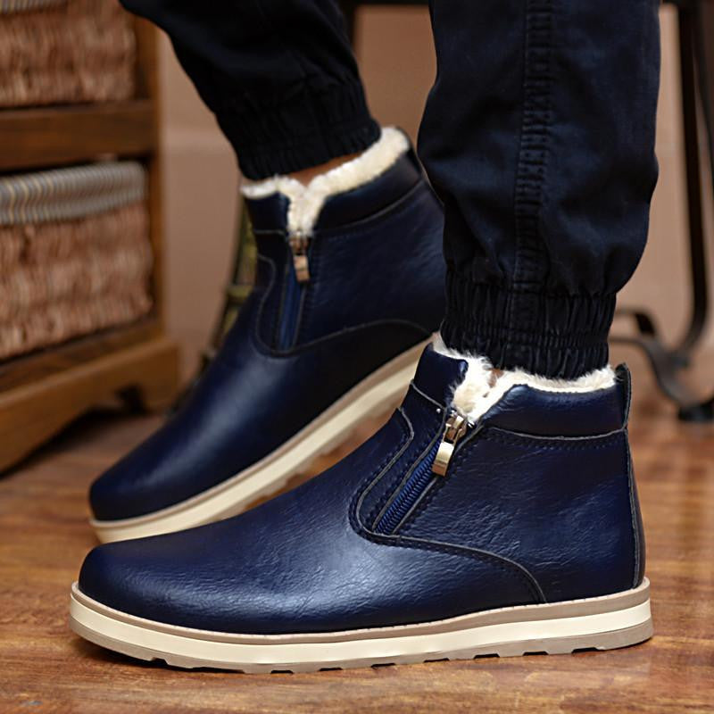 Super Warm Men's Suede Leather Ankle Boots Men Waterproof Snow Boots Leisure Martin Boots Shoes Mens