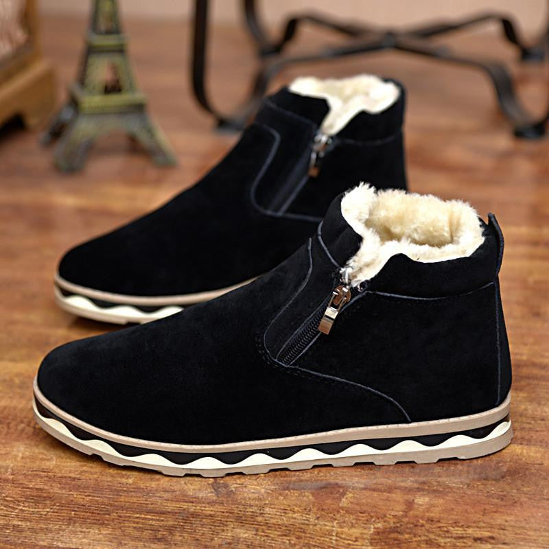Super Warm Men's Suede Leather Ankle Boots Men Waterproof Snow Boots Leisure Martin Boots Shoes Mens