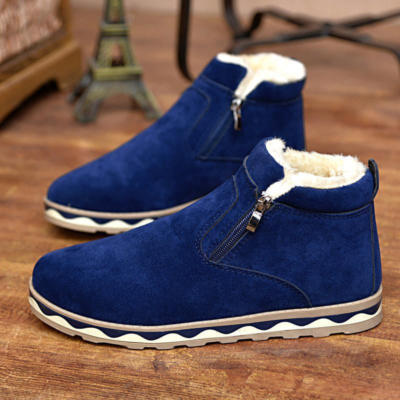 Super Warm Men's Suede Leather Ankle Boots Men Waterproof Snow Boots Leisure Martin Boots Shoes Mens