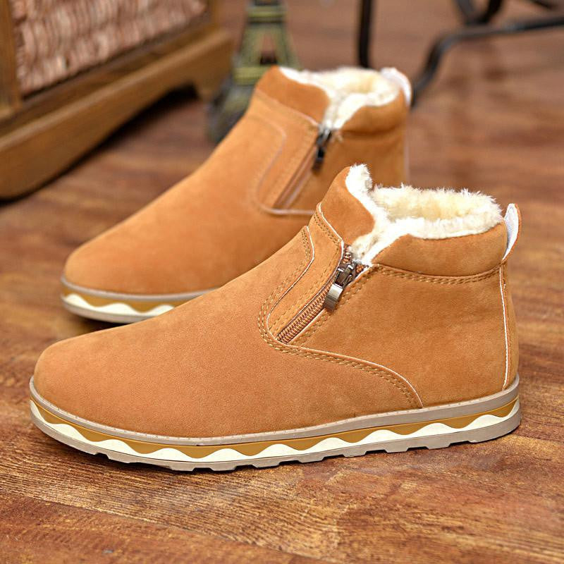 Super Warm Men's Suede Leather Ankle Boots Men Waterproof Snow Boots Leisure Martin Boots Shoes Mens