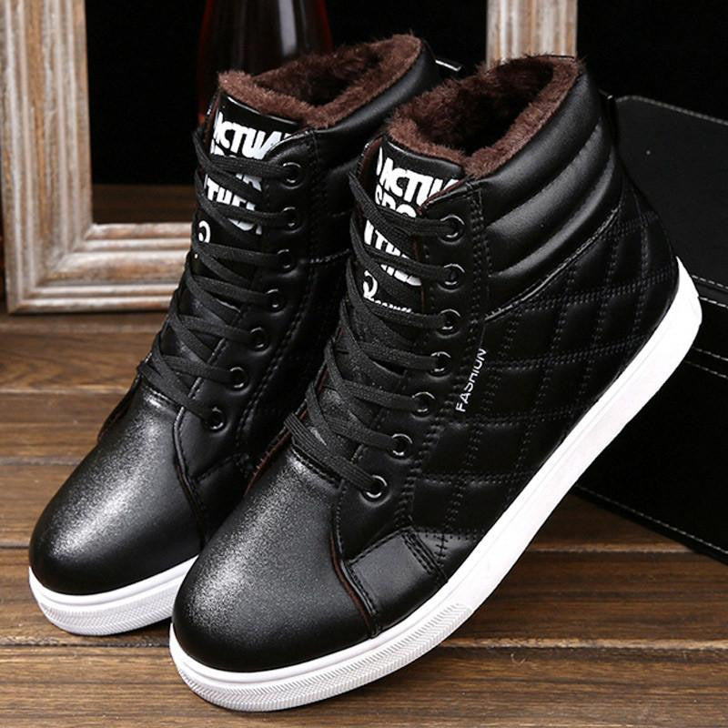 Super Warm Men's Suede Leather Ankle Boots Men Waterproof Snow Boots Leisure Martin Boots Shoes Mens