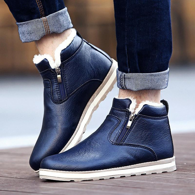 Super Warm Men's Suede Leather Ankle Boots Men Waterproof Snow Boots Leisure Martin Boots Shoes Mens