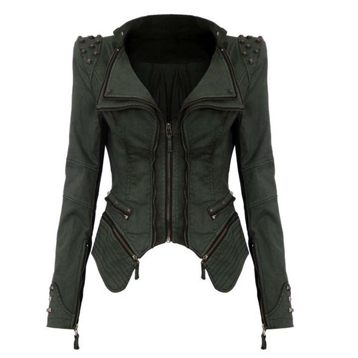 Online discount shop Australia - New  S-XXL fashion Star jeans women Punk spike studded shrug shoulder Denim cropped vintage style jacket coat