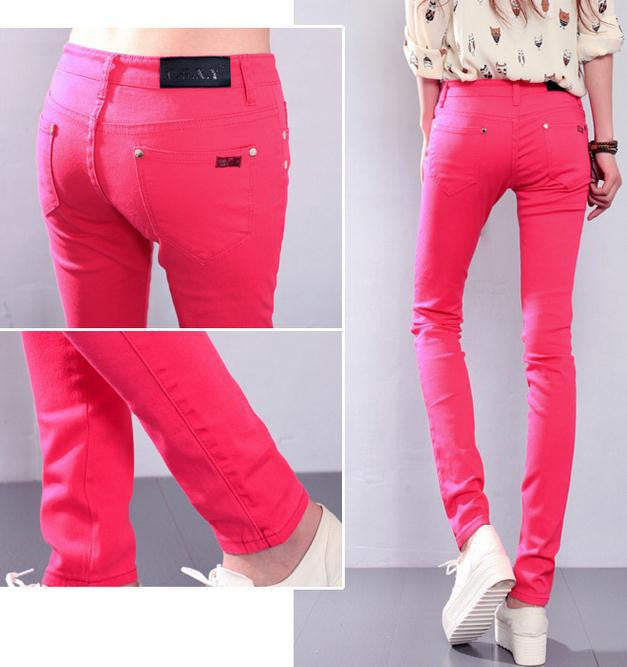 Online discount shop Australia - Fashion Women cotton Sexy Candy Color Pencil Pants Casual Skinny Pants slim female trousers plus size 6xl