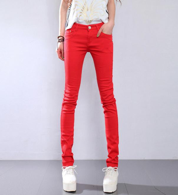 Online discount shop Australia - Fashion Women cotton Sexy Candy Color Pencil Pants Casual Skinny Pants slim female trousers plus size 6xl