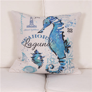 Online discount shop Australia - Mediterranean Style Pillowcase Linen Cushion Cover Shedd Aquarium Marine Biology Octopus Pillow Covers Conch hippocampus
