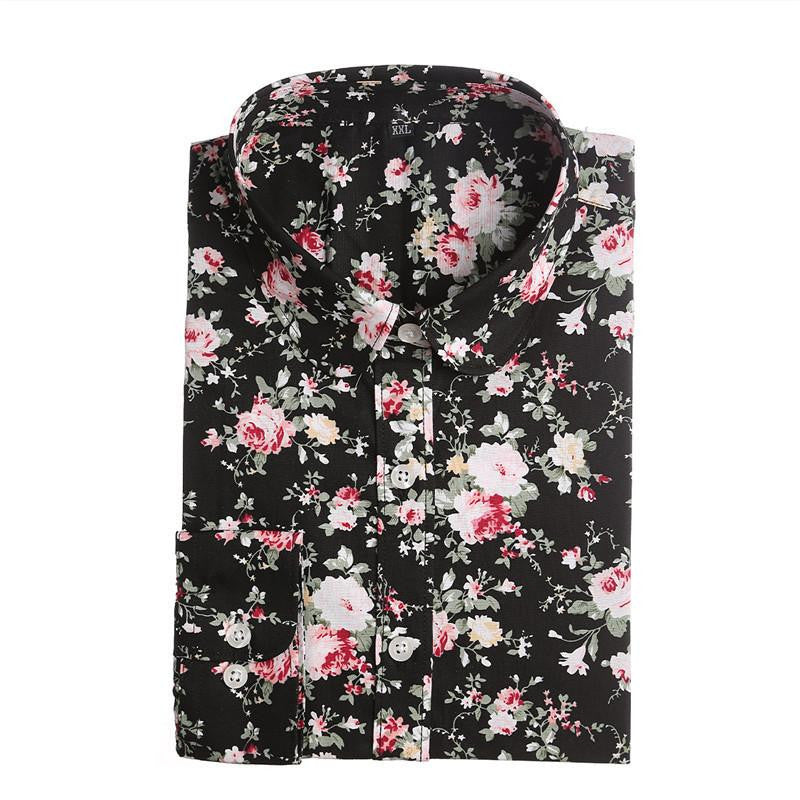 Women Blouse Floral Print Long Sleeve Cotton Women Shirts Turn Down Collar Casual Plus Size Slim Tops