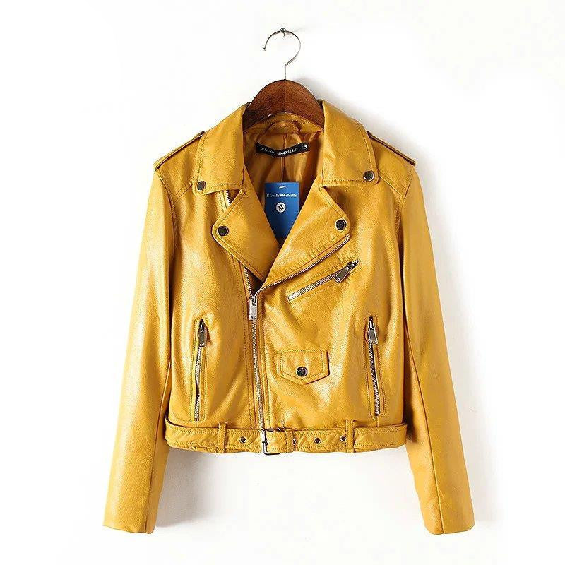 Online discount shop Australia - fashion Women Leather Jacket And The Wind Zipper Bright New Ladies Leather Coat Jacket Women