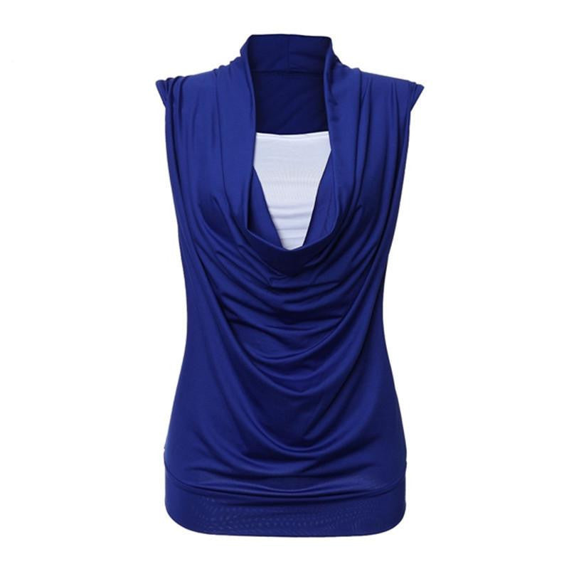 Style Fashion Women Sleeveless Blouse Casual Lady Solid Color Black Shirts Tops Plus Size