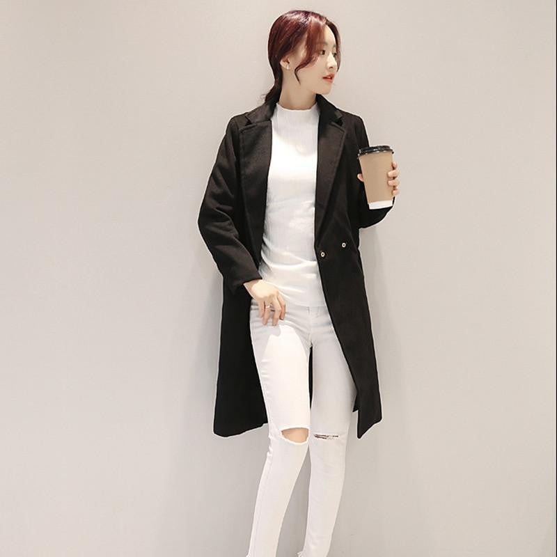 Women Woolen Coat Slim Lapel Pocket Multicolor Plus Size Long Sleeve Ladies Wool warm Jackets Female Fashion coats