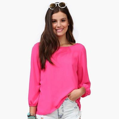 Women Blouse Plus Size Women Clothing Sleeve Blouse Fashion Casual Wild 3/4 Sleeve Women Blouse Tops