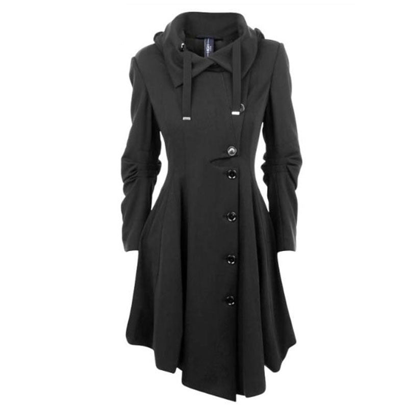 Online discount shop Australia - Clocolor Asymmetric Black Coat Stand Collar Long Sleeve Women Overcoat Elegant Single-Breasted Slim Fall women coat