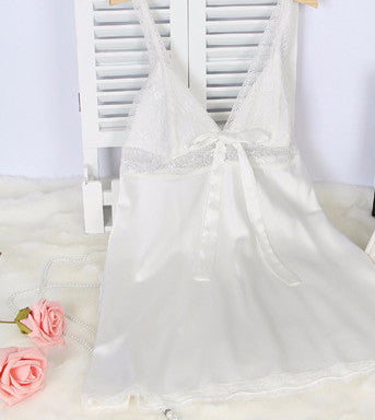 Online discount shop Australia - Ladies Sexy Silk Satin Nightgown Lace Nightdress Sleeveless Nighties V-neck Night dress Sleep Dress Nightwear For Women