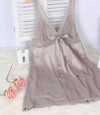 Online discount shop Australia - Ladies Sexy Silk Satin Nightgown Lace Nightdress Sleeveless Nighties V-neck Night dress Sleep Dress Nightwear For Women