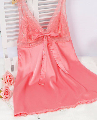 Online discount shop Australia - Ladies Sexy Silk Satin Nightgown Lace Nightdress Sleeveless Nighties V-neck Night dress Sleep Dress Nightwear For Women