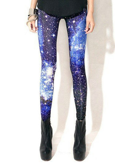 Online discount shop Australia - Blue Galaxy Print Leggings Gothic Creative Fitness Women Fashion Shape Popular Sexy Popular Digital Print Pants