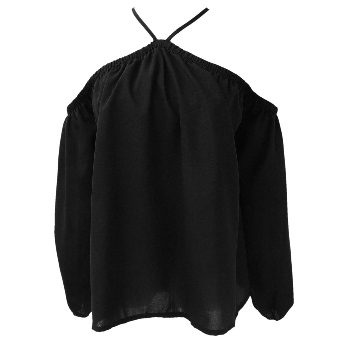 Online discount shop Australia - Halter Neck Bowknot Shirts Elegant Women Sexy Off Shoulder Blouses Casual Slim Chiffon Tops