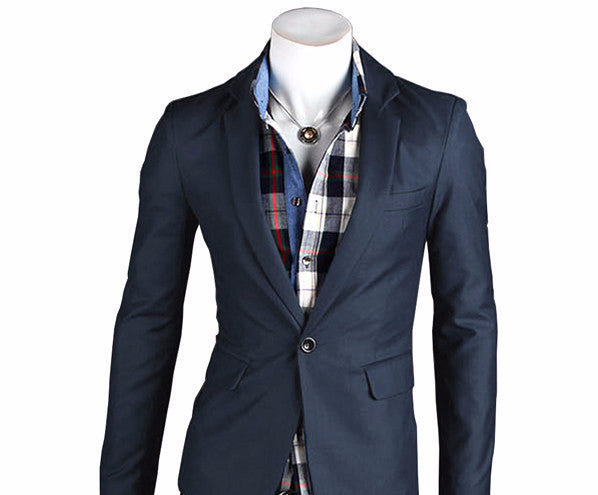 Stylish Men's Casual Slim Fit One Button Suit Pop Blazer Black Coat Jacket