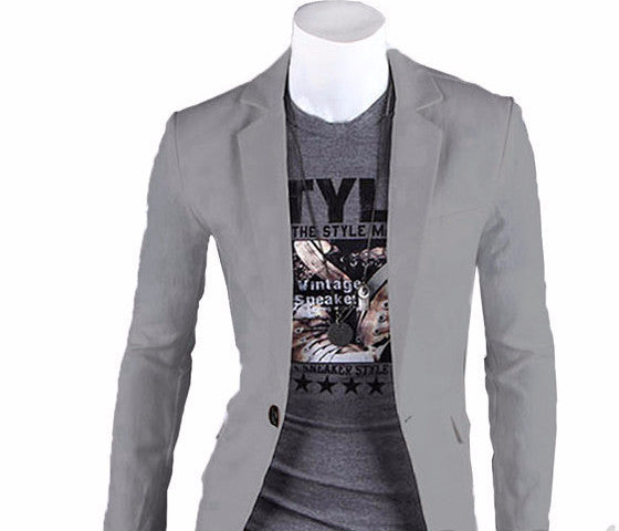 Stylish Men's Casual Slim Fit One Button Suit Pop Blazer Black Coat Jacket