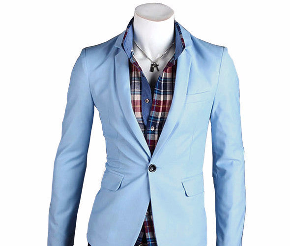 Stylish Men's Casual Slim Fit One Button Suit Pop Blazer Black Coat Jacket