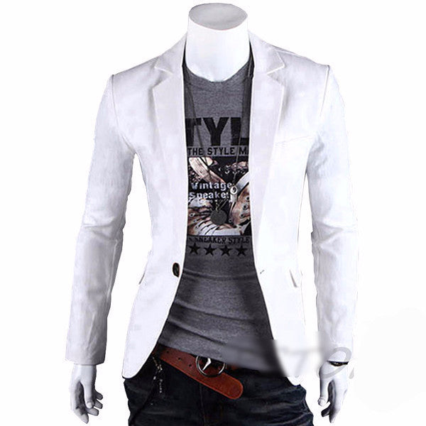 Stylish Men's Casual Slim Fit One Button Suit Pop Blazer Black Coat Jacket