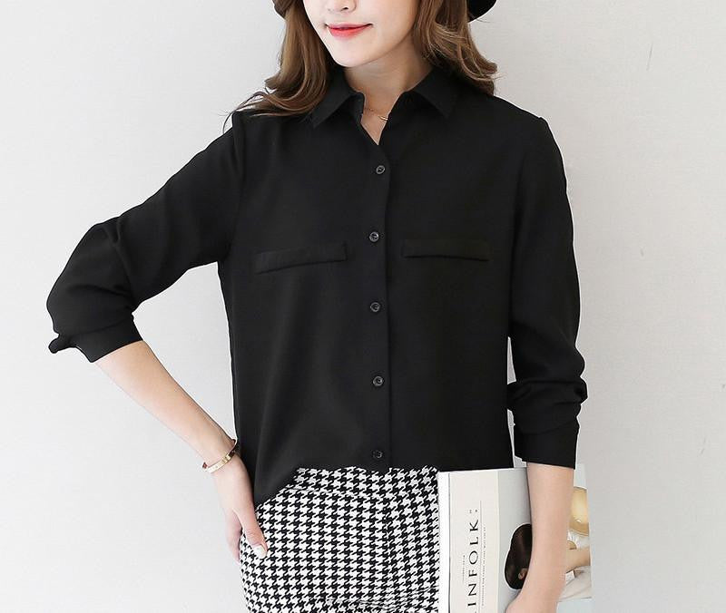 Women Blouse Casual Women's Long Sleeved Solid Shirt Plus Size Blouses Ladies Office OL Style Shirts