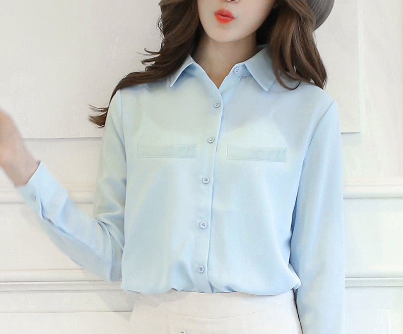 Women Blouse Casual Women's Long Sleeved Solid Shirt Plus Size Blouses Ladies Office OL Style Shirts