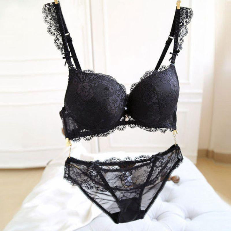 Lace Push-Up Deep V Bra Set Women Underwire Bra Underwear Lingerie Outfits RE3
