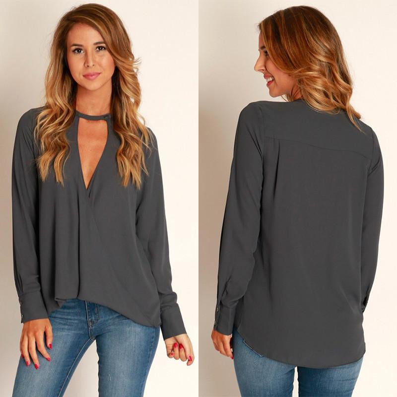 Women Blouse Shirt Long Sleeve Feminine Blouses Causal Ladies Shirt V-neck Tops Plus Size Women Clothing LJ5185T
