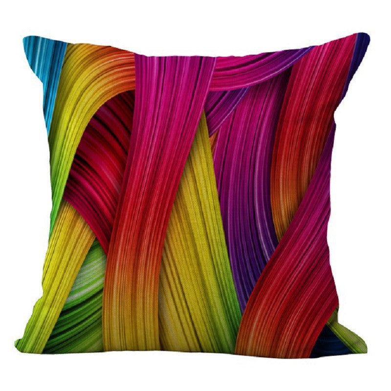 Online discount shop Australia - Colorful 3D Geometric Pattern Throw Pillow Case Cushion Cover 45x45CM (18x18IN) Ribbon Swirl Feather Pillow Cover Home Decor