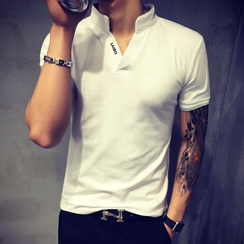 Online discount shop Australia - Korean Fashion Men's Polo Muscel Style shirt Short Sleeve Classic Solid Slim Tops Camisa Polo Masculina