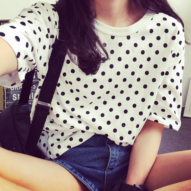 Online discount shop Australia - korean kawaii polka dot t shirts women   tee shirt poleras  harajuku  tumblr female tshirt