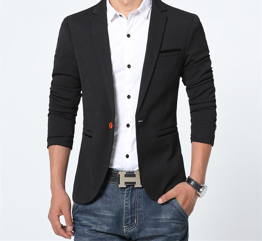 Thin Casual Men Blazer Cotton Slim England Suit Blaser Masculino Male Jacket Blazer Men Size M-5XL