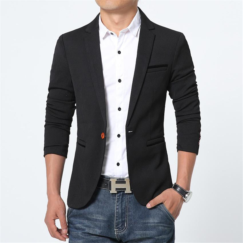 Thin Casual Men Blazer Cotton Slim England Suit Blaser Masculino Male Jacket Blazer Men Size M-5XL