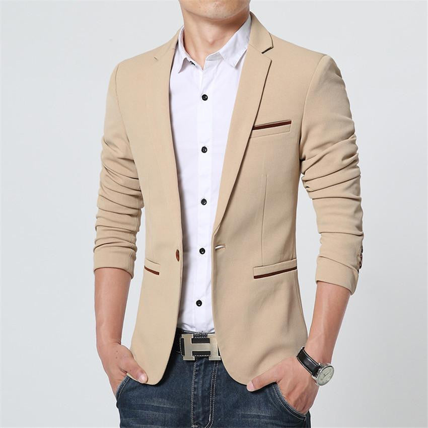 Thin Casual Men Blazer Cotton Slim England Suit Blaser Masculino Male Jacket Blazer Men Size M-5XL