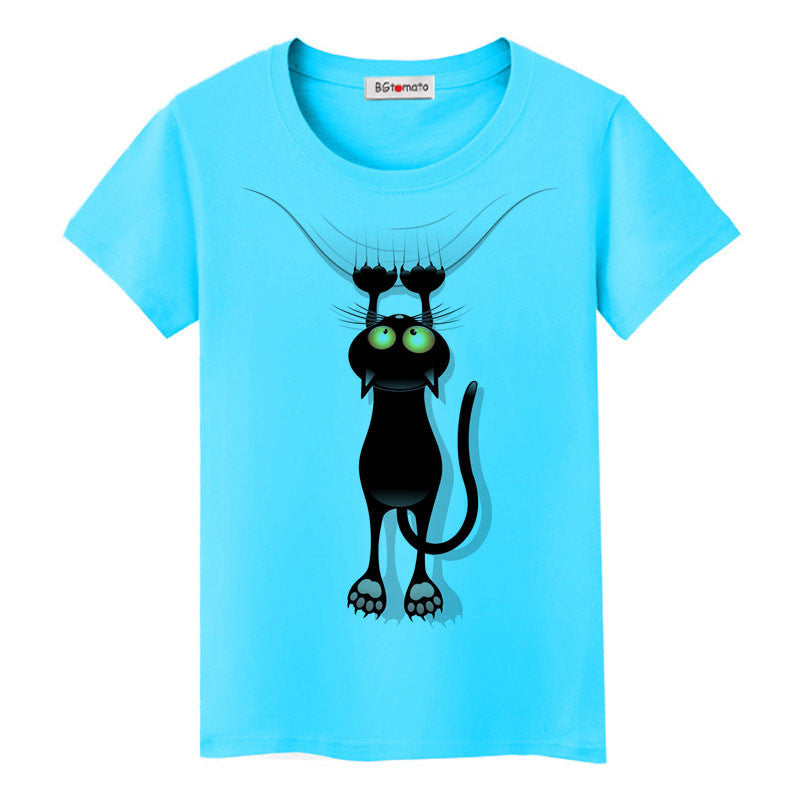 naughty black cat 3D t shirt women lovely cartoon shirt Good comfortable brand casual tops